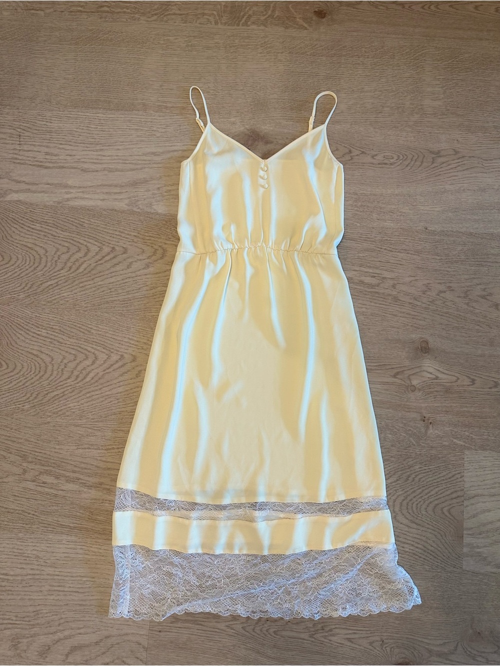 Little Moon Butter Yellow Lace-Trim Slip dress - Picture 2 of 11